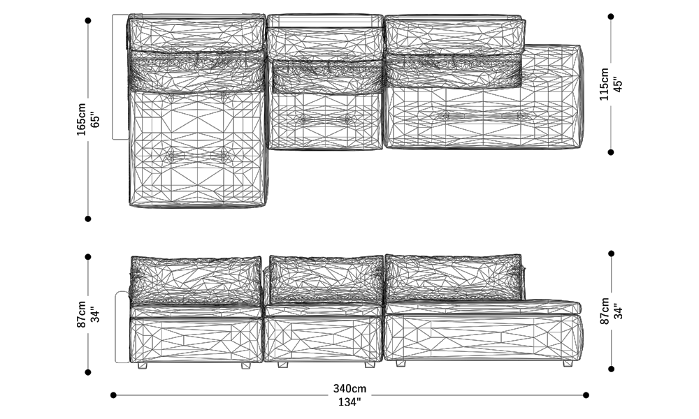 Image of the main dimensions of the product